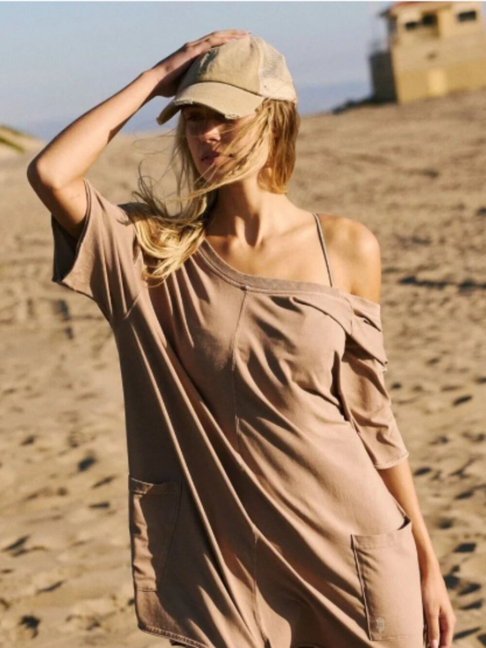 NWT FP Movement by Free People Mocha Latte Hotshot Tee Romper M